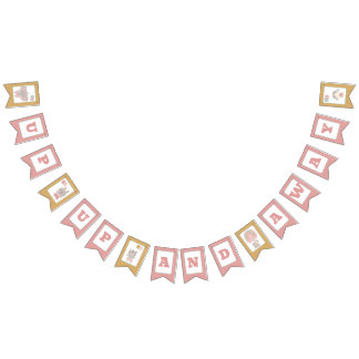 Bunting Banner Flag Girl & Bear in Hot Air Balloon