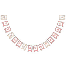 Bunting Banner Flag Girl & Bear in Hot Air Balloon