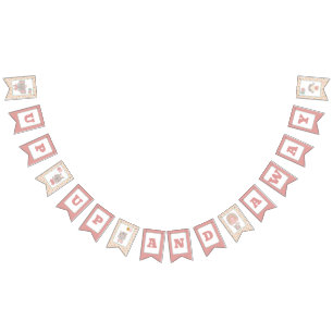 Bunting Banner Flag Girl & Bear in Hot Air Balloon