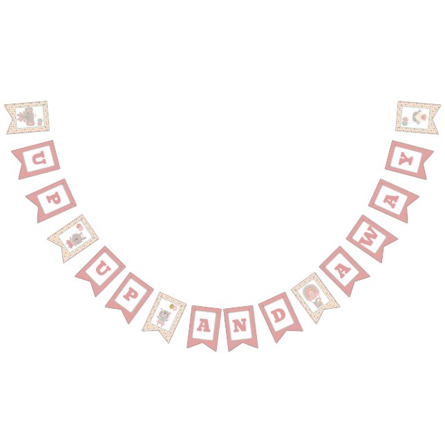 Bunting Banner Flag Girl & Bear in Hot Air Balloon (All)