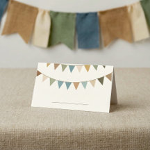 Bunting blank place card with handwriting line