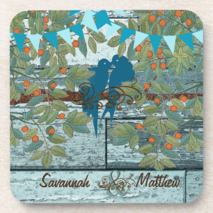 Bunting Country Chic Love Birds Sitting in a Tree Coaster
