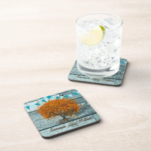 Bunting Country Chic Love Birds Sitting in a Tree Coaster