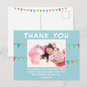 Bunting Flag Birthday Photo Thank you  Postcard