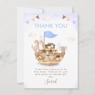Bunting Noah's Ark Boys Baby Shower Thank You Card
