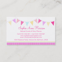 Bunting party events planning business cards