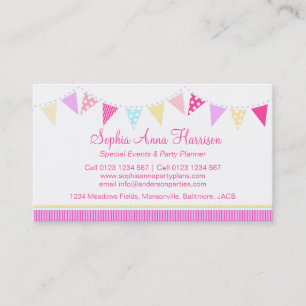 Bunting party events planning business cards