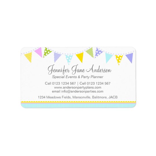 Bunting party events planning return address label