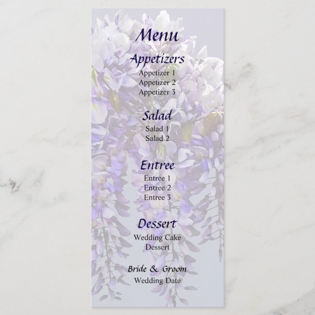 Bunxh of Wisteria Wedding Menu (Front)