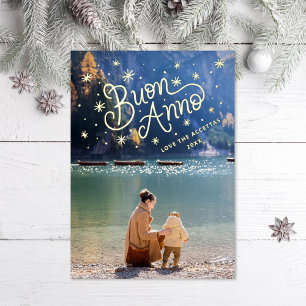 Buon Anno Italian New Year Photo Foil Holiday Card