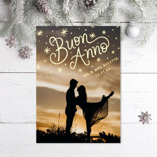 Buon Anno Italian Newlyweds New Year Photo Foil Holiday Card