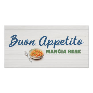 Buon Appetito Spaghetti Pasta Italian Food Art Poster
