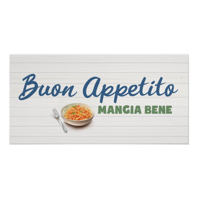 Buon Appetito Spaghetti Pasta Italian Food Art Poster (Front)