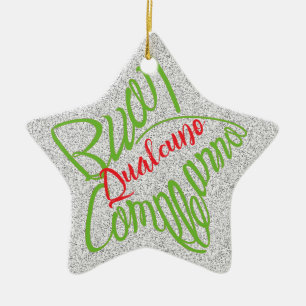 Buon compleanno a forma di stella ceramic tree decoration
