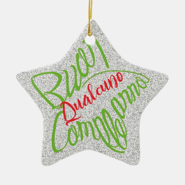Buon compleanno a forma di stella ceramic tree decoration (Front)