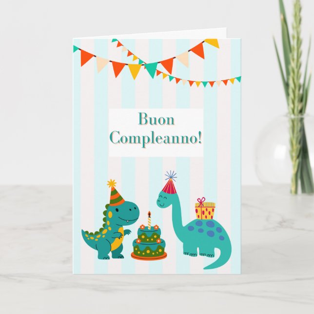 Buon Compleanno Cartolina Dinosauro Italian  Card (Front)