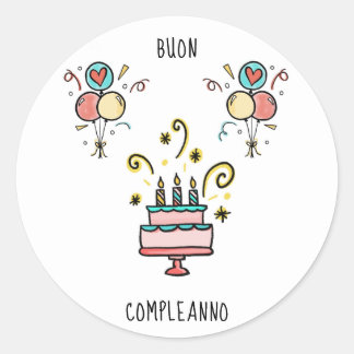 Buon Compleanno | Happy Birthday Classic Round Sticker