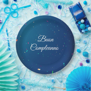 Buon Compleanno Italian Birthday Decor Paper Plate