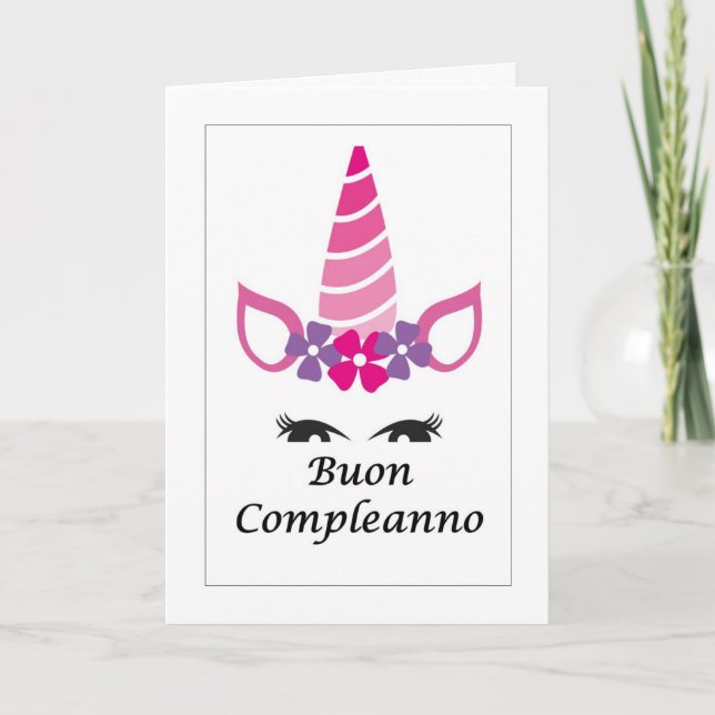 Buon Compleanno Unicorn - Italian Card  (Front)