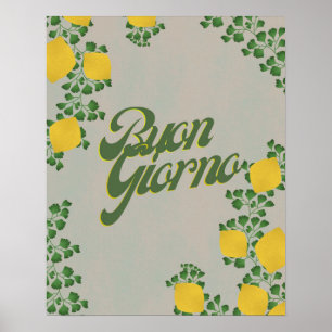 Buon Giorno Lemon Floral– Italian-Inspired Art Poster