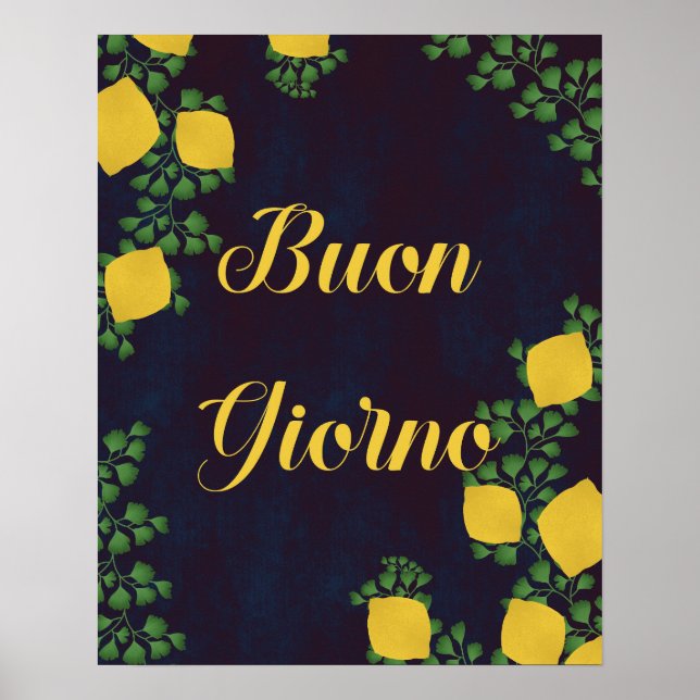 Buon Giorno Lemon Floral Poster – Italian-Inspired (Front)