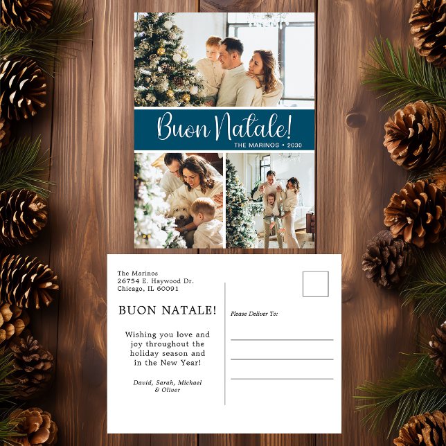Buon Natale 3 Photo  Holiday Postcard (Creator Uploaded)