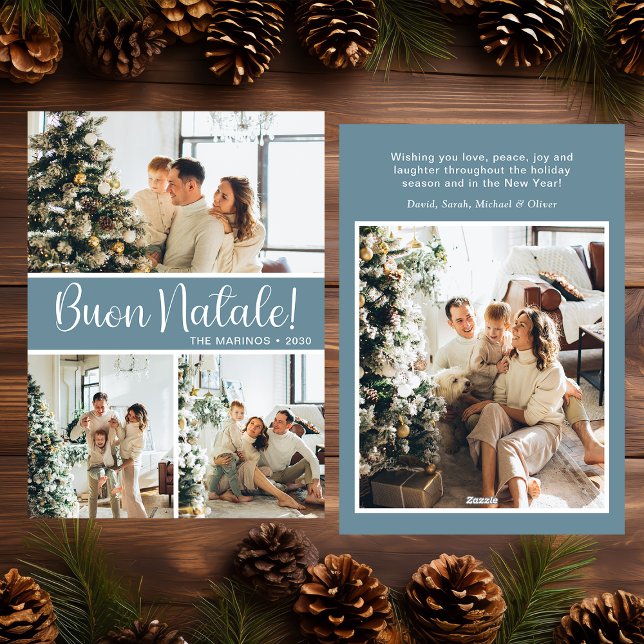 Buon Natale 4 Photo Flat Holiday Card (Creator Uploaded)