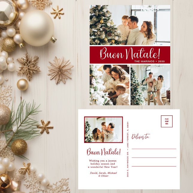 Buon Natale 4 Photo  Holiday Postcard (Creator Uploaded)