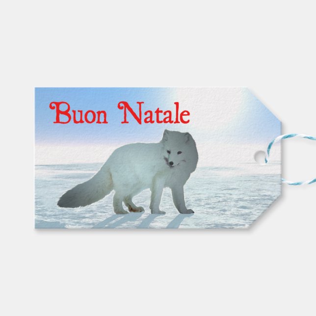 Buon Natale - Arctic Fox Gift Tags (Front (Horizontal))
