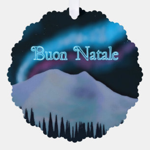 Buon Natale - Blue Aurora Tree Decoration Card