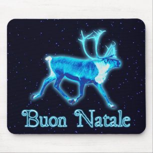 Buon Natale - Blue Caribou (Reindeer) Mouse Mat
