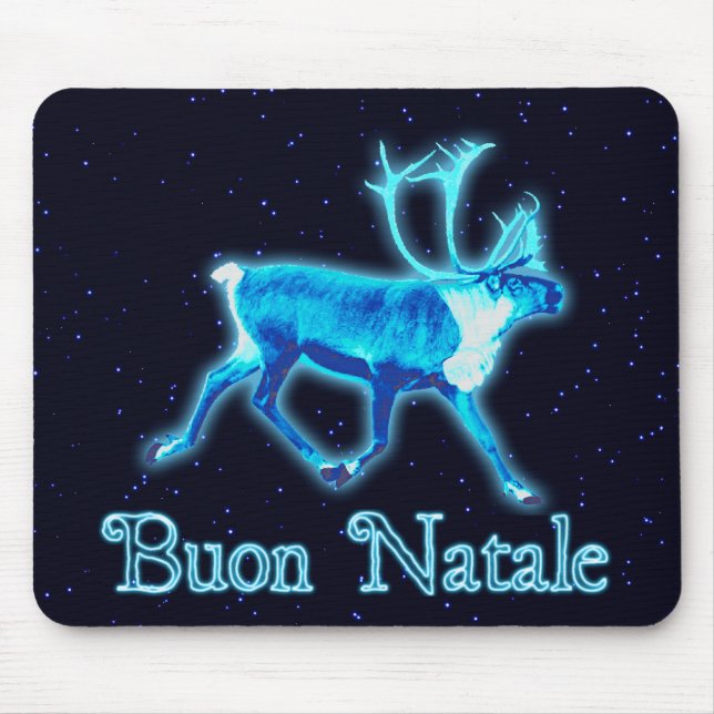 Buon Natale - Blue Caribou (Reindeer) Mouse Mat (Front)