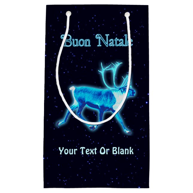 Buon Natale - Blue Caribou (Reindeer) Small Gift Bag (Front)