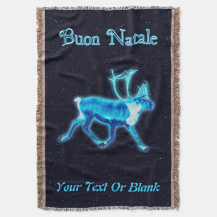 Buon Natale - Blue Caribou (Reindeer) Throw Blanket