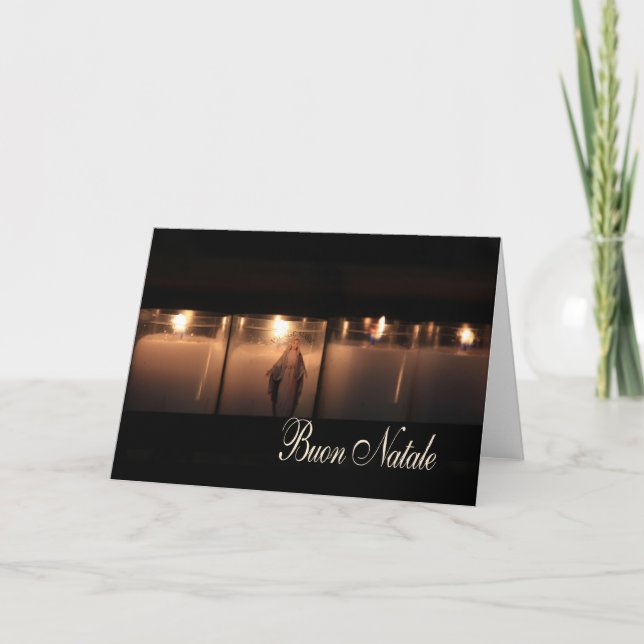 Buon Natale  Burning candles christmas Holiday Card (Front)