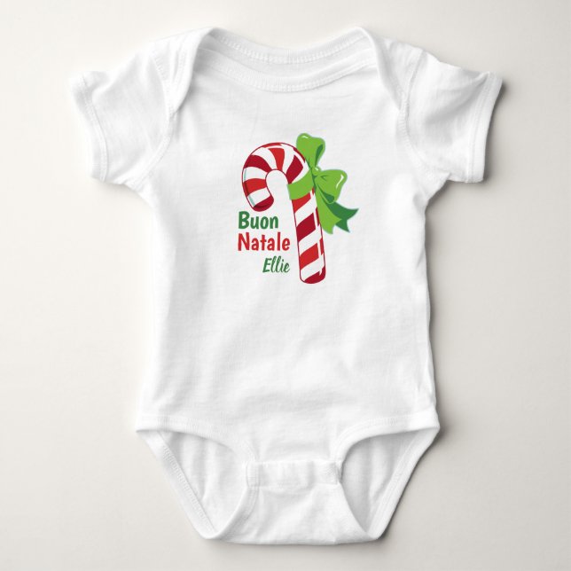 Buon Natale Candy Cane Babu Bodysuit (Front)