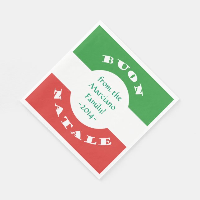 Buon Natale Christmas Party Italian Flag and Name Napkin (Corner)