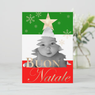 Buon Natale Custom Photo Italian Christmas Tree Holiday Card