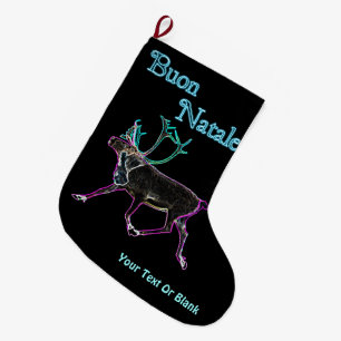 Buon Natale - Electric Caribou Large Christmas Stocking