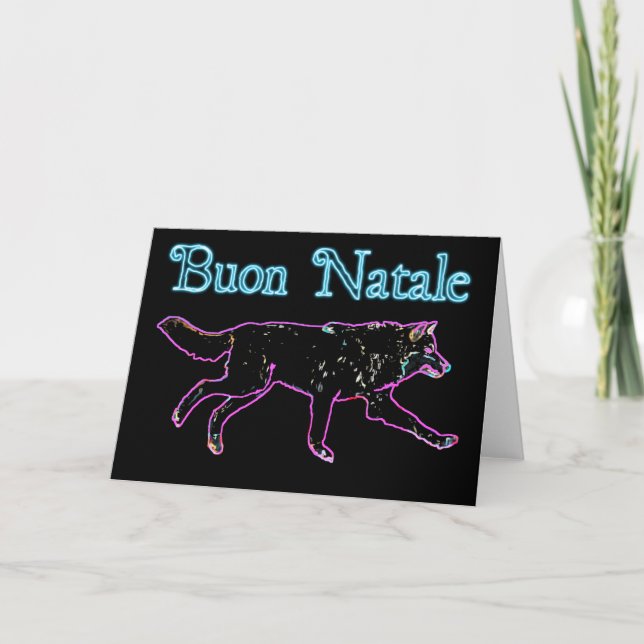 Buon Natale - Electric Wolf Holiday Card (Front)