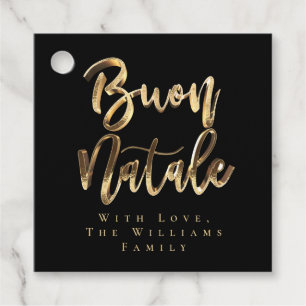 Buon Natale Elegant Black Gold Italian Christmas Favour Tags