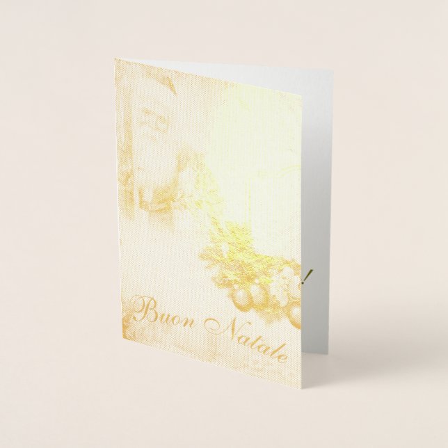 Buon Natale Felice Anno Nuovo Vintage Foil Card (Front)