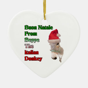 Buon Natale From Beppe The Italian Donkey Ceramic Tree Decoration