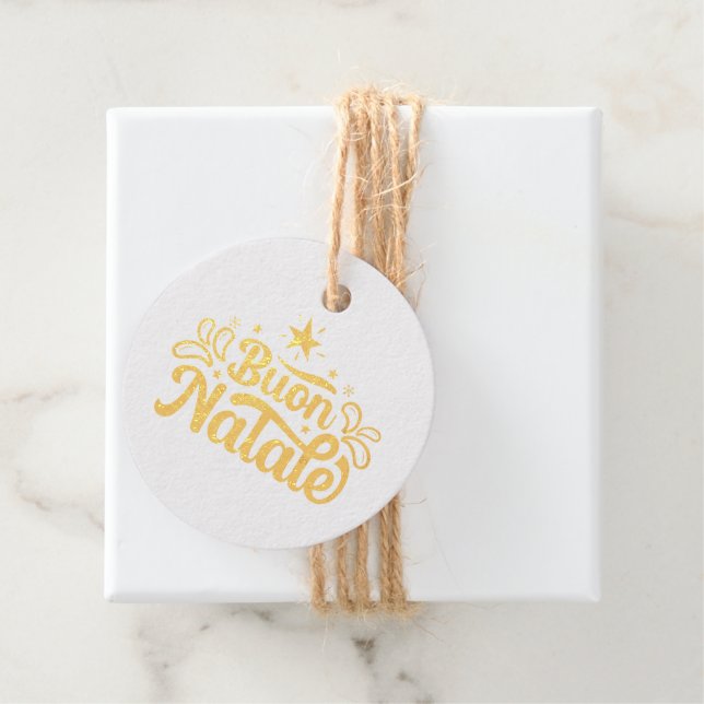 Buon Natale Gold Favour Tags (With Box)