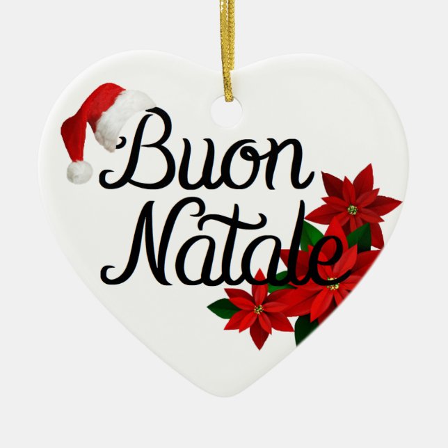 Buon Natale Heart Shape Ceramic Tree Decoration (Front)