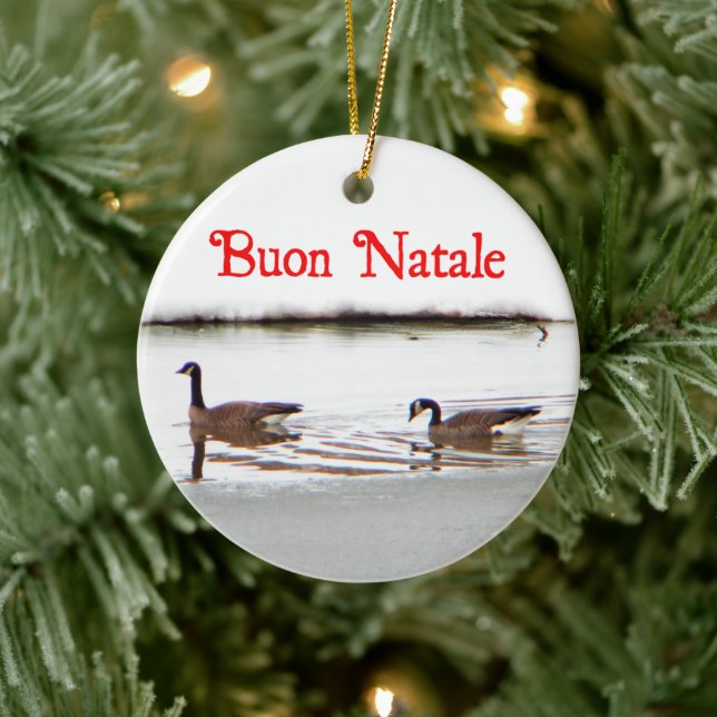 Buon Natale - Honkers - Canada Geese Ceramic Tree Decoration (Tree)