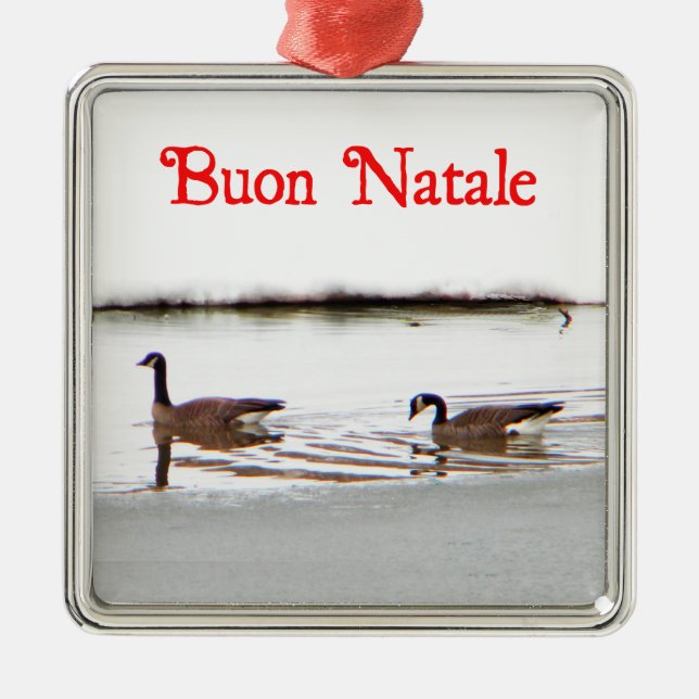 Buon Natale - Honkers - Canada Geese Metal Tree Decoration (Front)
