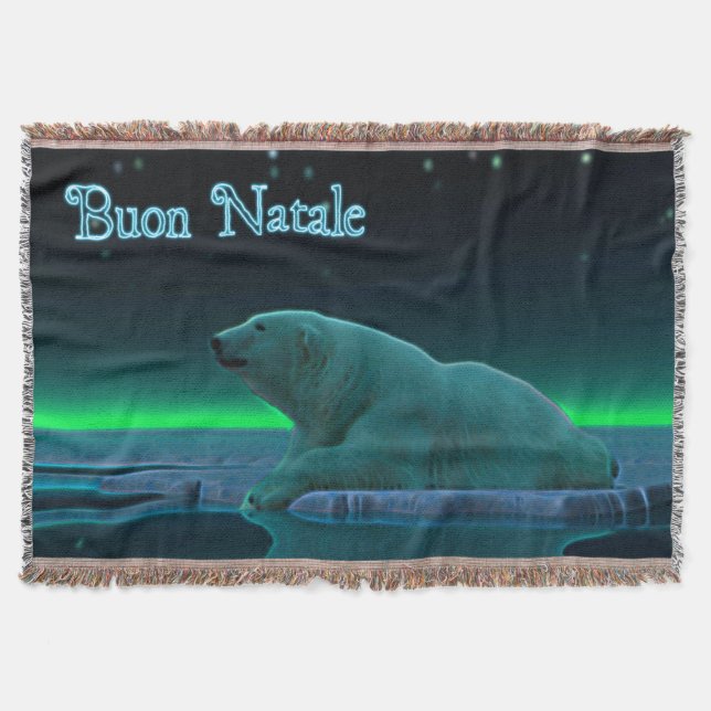 Buon Natale - Ice Edge Polar Bear Throw Blanket (Front)