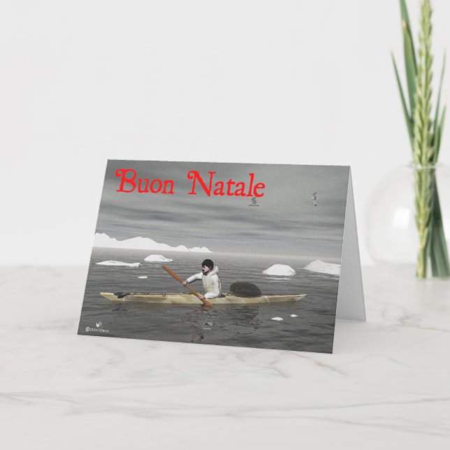 Buon Natale - Inuit Kayak Holiday Card (Front)