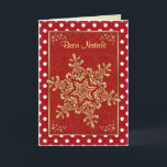 Buon Natale Italian Christmas - gold snowflakes Holiday Card<br><div class="desc">Red and gold  Christmas snowflakes. Text in front of the card in Italian says: Merry Christmas. Text inside card in Italian too: I hope your Christmas is filled with love,  happiness and peace. You can adjust text according to your requirements.</div>